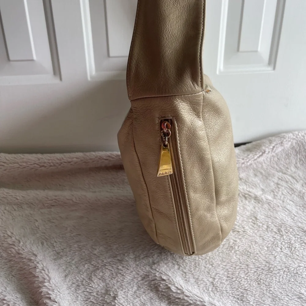 Vintage Paris gold metallic leather hobo bag